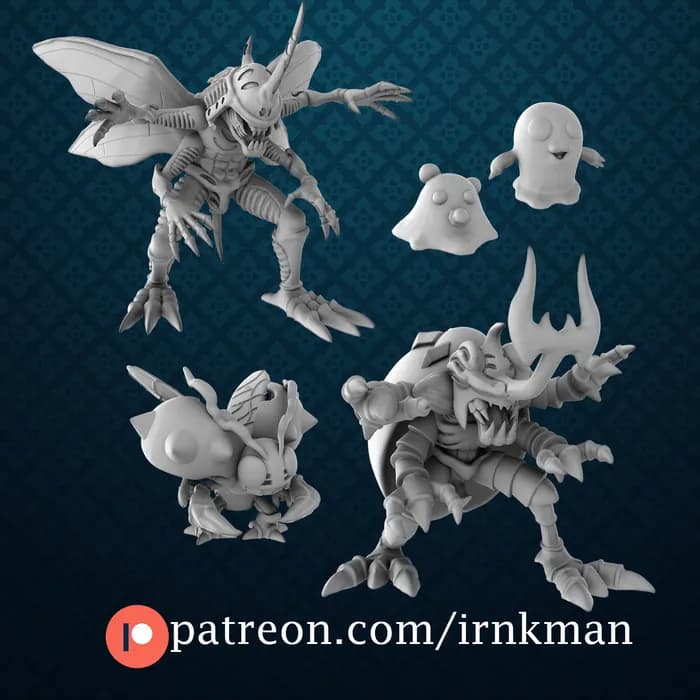 STL - kabuterimon digivolution line irnkman digimon render 1