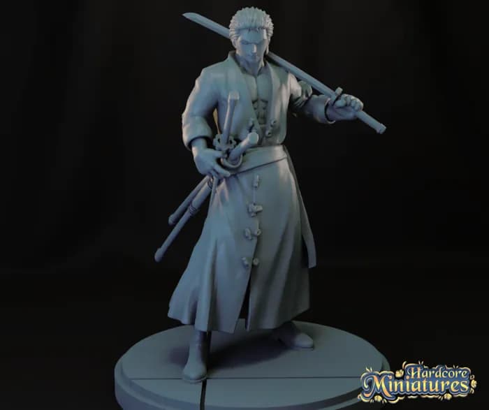 STL - roronoa zoro (hardcore miniatures) render 2