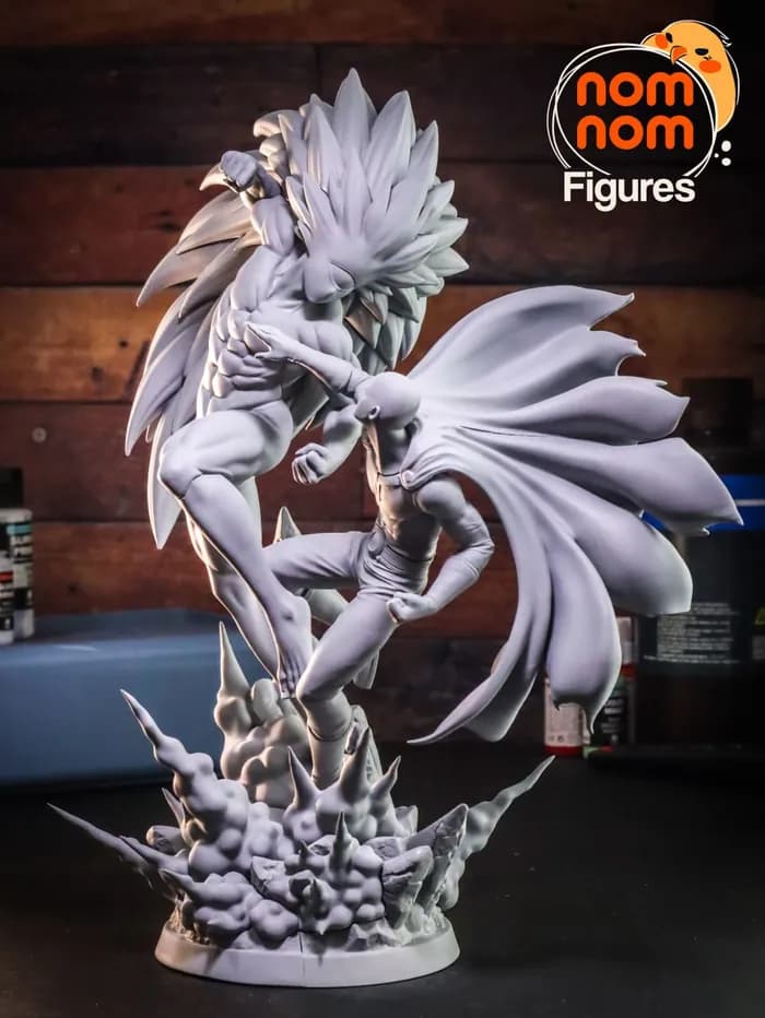 STL - saitama vs boros one punch man 3d print model render 1