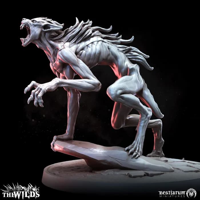 STL - 03 werewolf kin pack x3 40mm base render 2