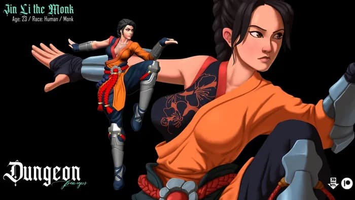 STL - 05 dungeon pin ups monk september 2021 render 1