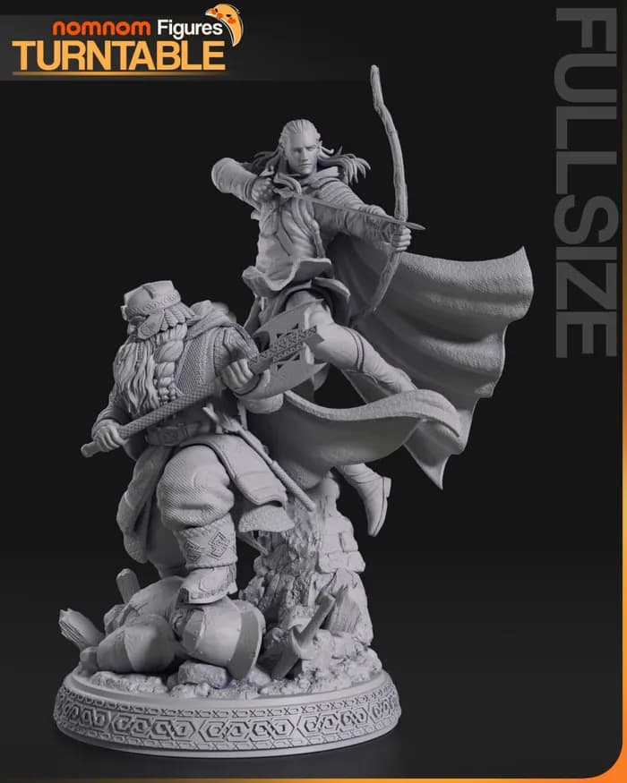 STL - 178 mm split gimli and legolas from lord of the rings render 2