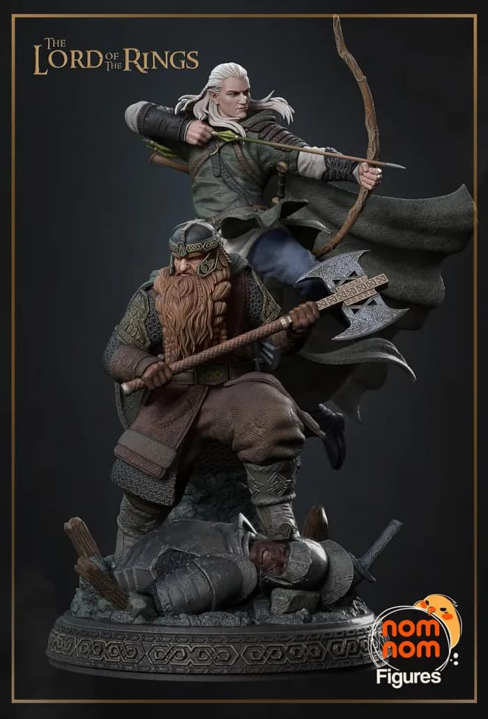 STL - 178 mm split gimli and legolas from lord of the rings render 3