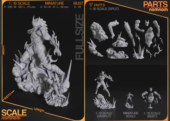 STL - 178 mm split kaiju render 2