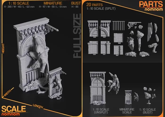 STL - 178mm split Ezio Auditore da Firenze render 3