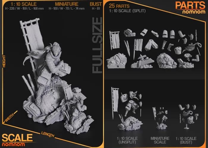STL - 178mm split jin@hehestl render 3