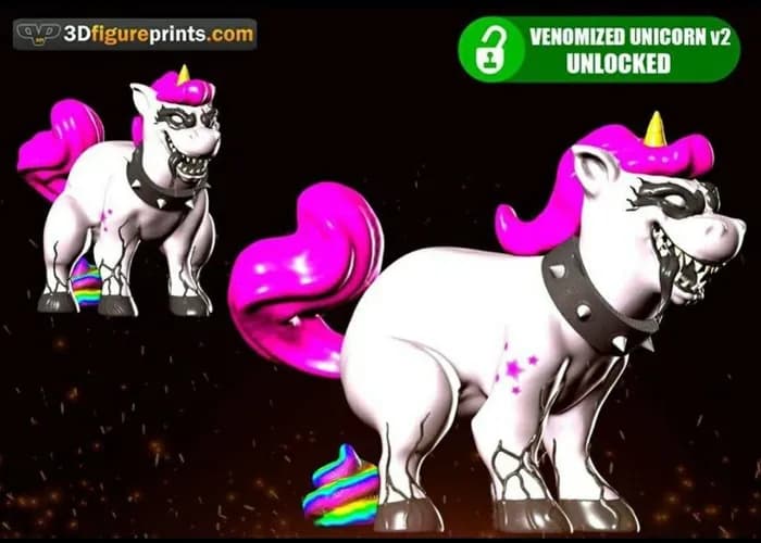 STL - 3dfigureprints venomized unicorn pooping render 1
