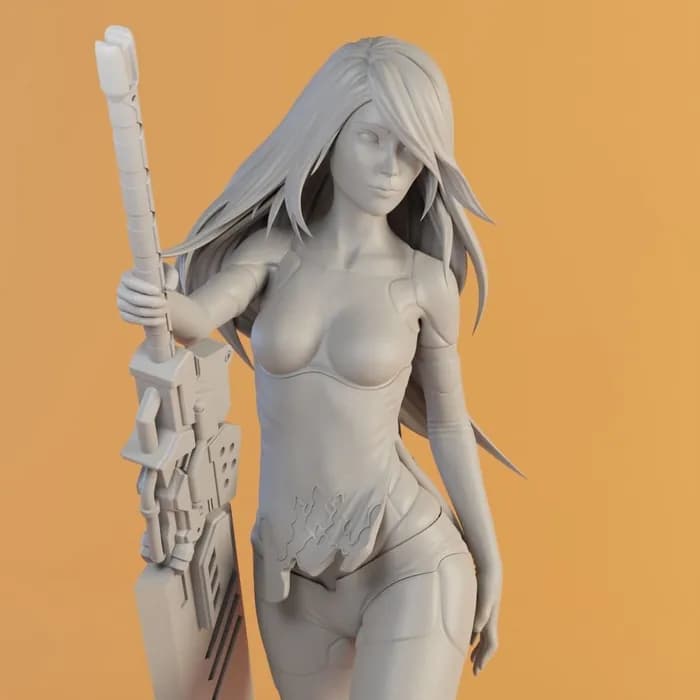 STL - a2 nier automata figurine render 2