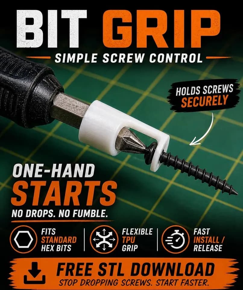 STL - One Handed Screw Control Bit Holder