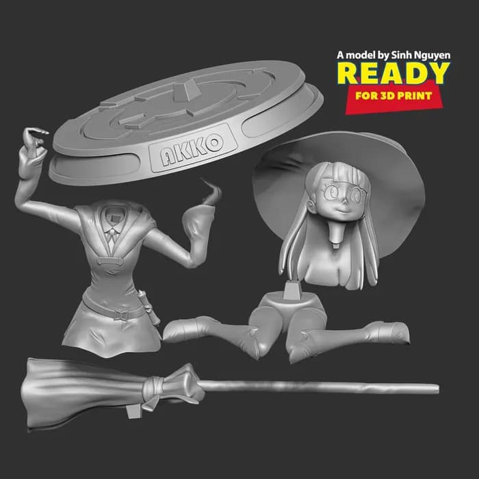 STL - akko little witch 3d print model render 2
