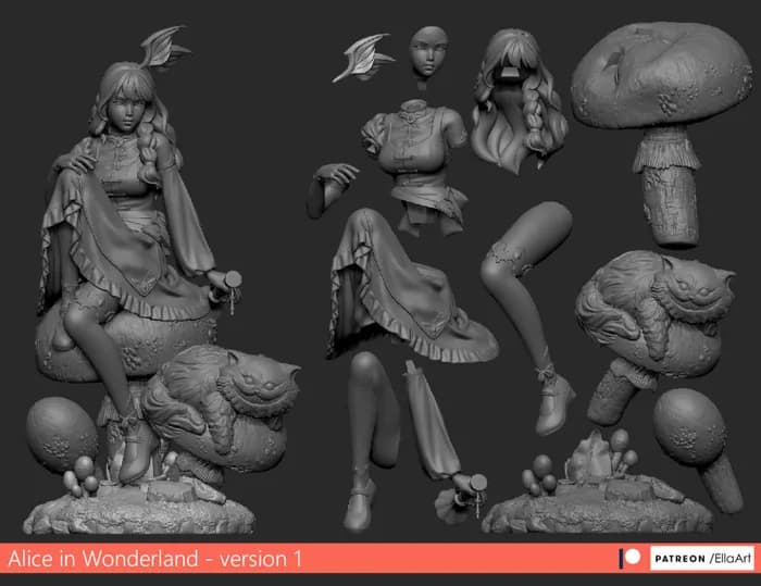 STL - alice in wonderland version 1 and 2 render 3
