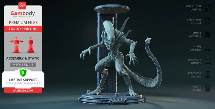 STL - alien in chamber 3d printing figurine