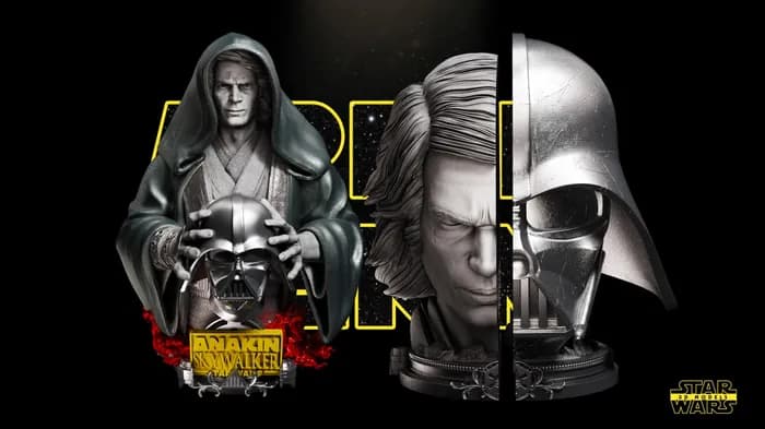 STL - anakin bust pre supports star wars 3d models x render 1
