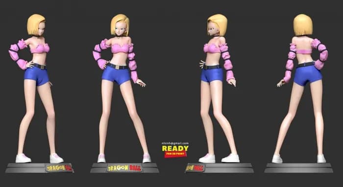 STL - android 18 dragon ball fanart render 3