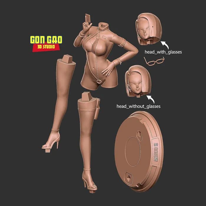 STL - android 18 poker girl render 3
