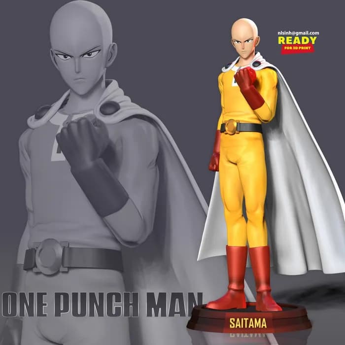 STL - angry saitama stl render 2