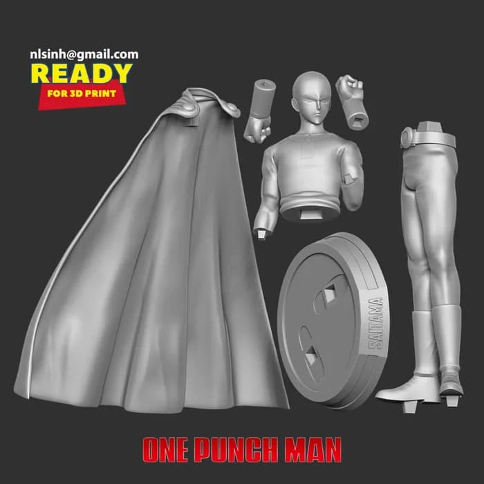 STL - angry saitama stl render 3