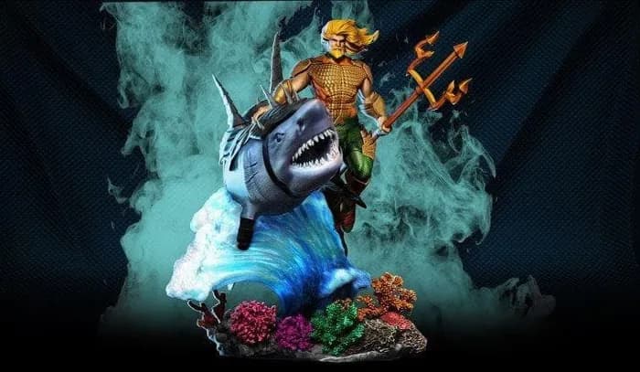 STL - Aquaman riding shark with trident