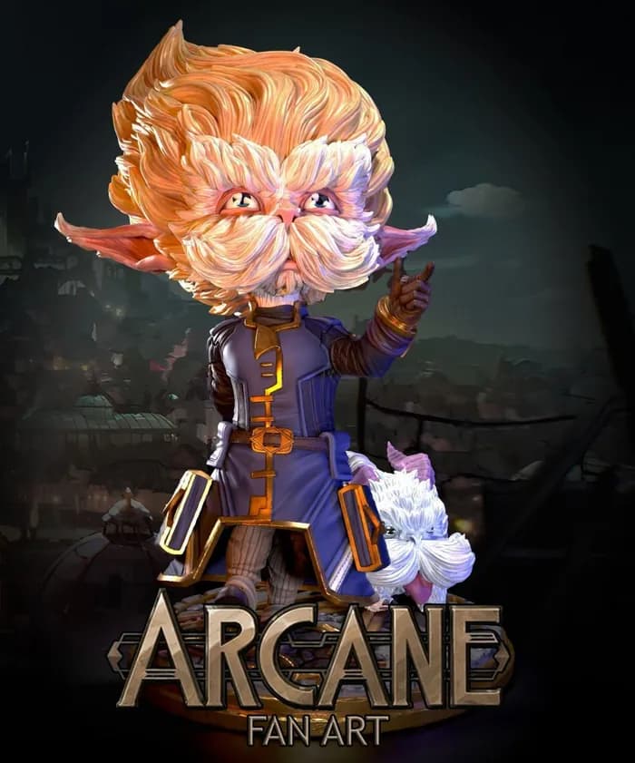 STL - arcane fanart heimerdinger and his poro render 3
