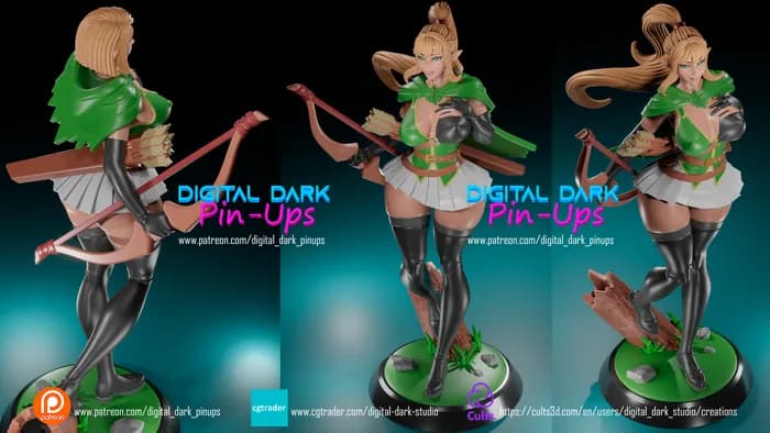 STL - Arquera Elfa render 2