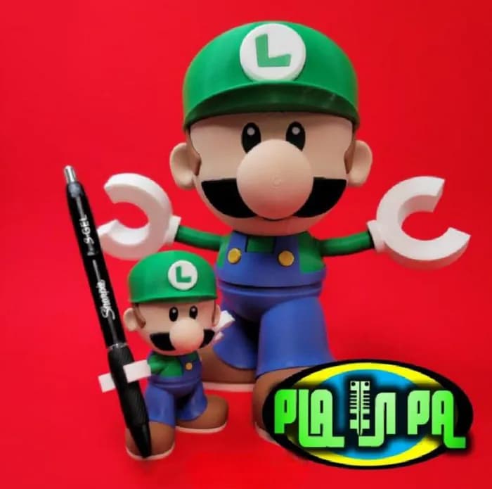 STL - articulating toy mini luigi multi part render 1