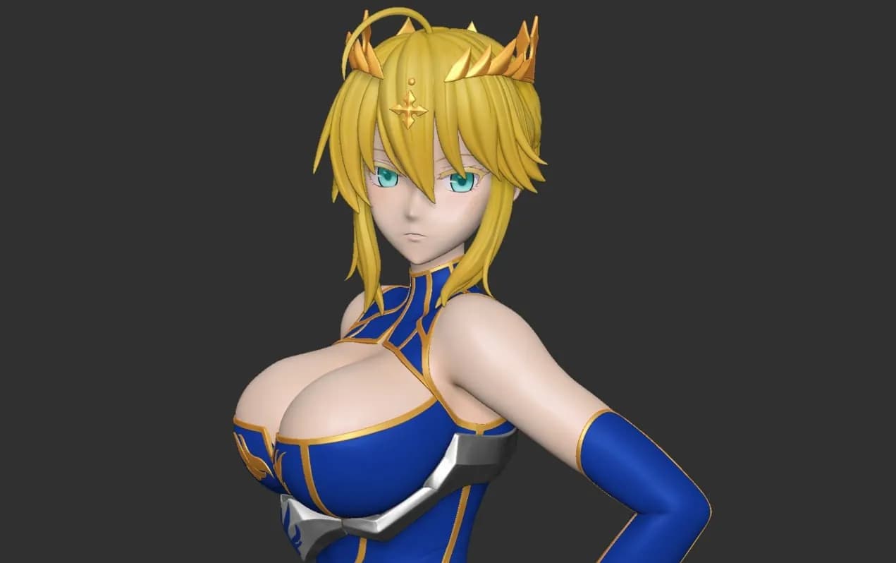 STL - Artoria Pendragon figura 2 render 3