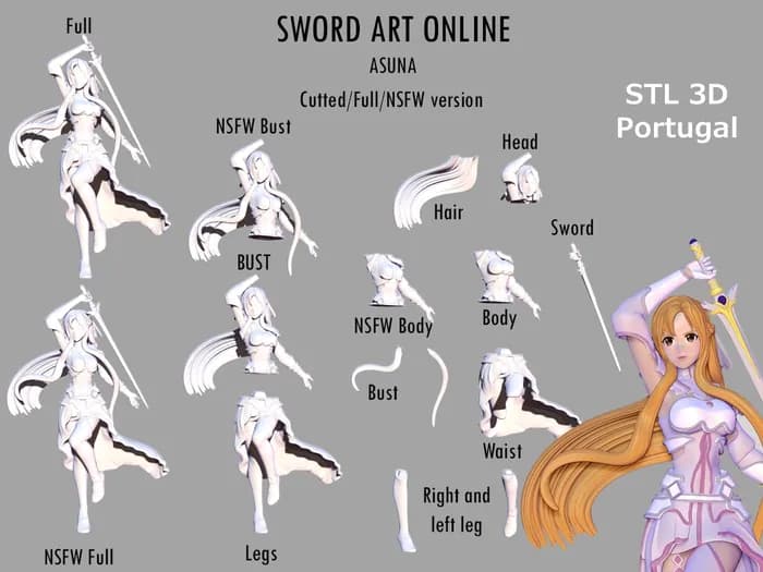 STL - asuna sword art online nsfw stl 3d portugal render 1