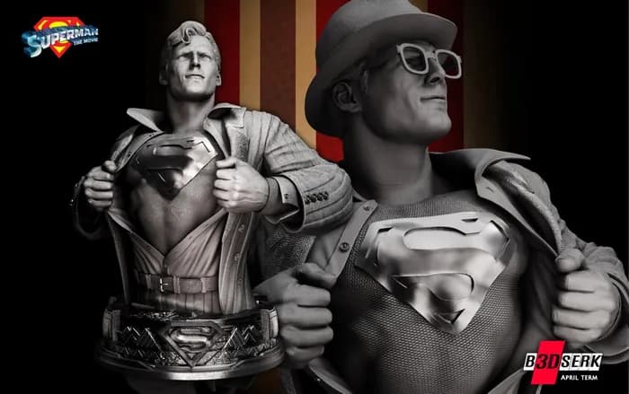 STL - b3dserk superman bust 270mm (one piece) render 1