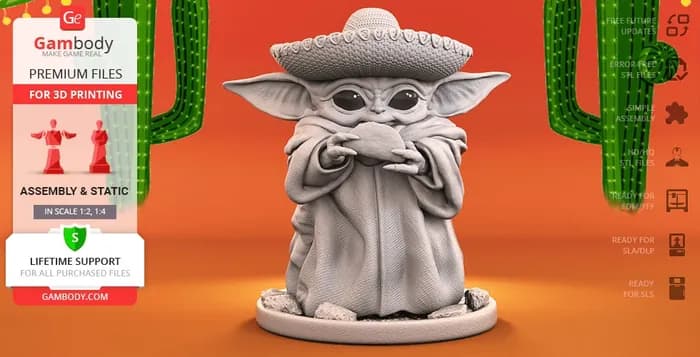 STL - baby yoda cinco de mayo 3d printing figurine