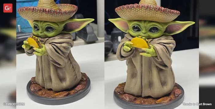 STL - baby yoda cinco de mayo 3d printing figurine render 2