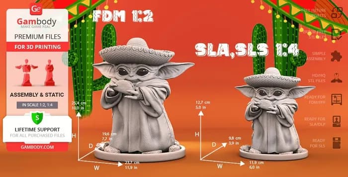 STL - baby yoda cinco de mayo 3d printing figurine render 3