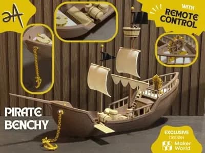 STL - Pirate Benchy Boat with Remote Control