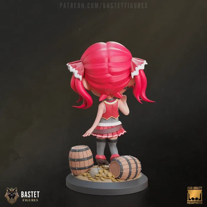STL - bastet figures hololive houshou marine render 3