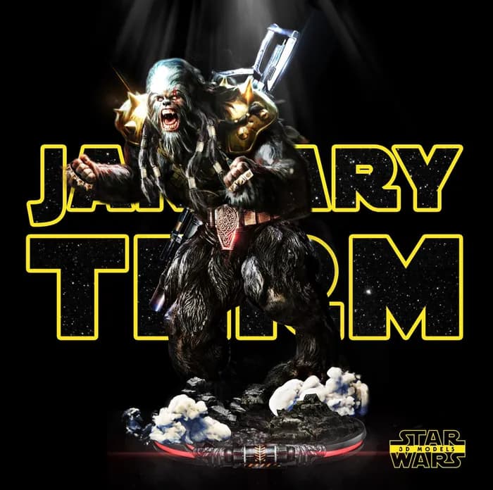 STL - black krrsantan sculpture star wars 3d modes 45 cm 25 parts render 1