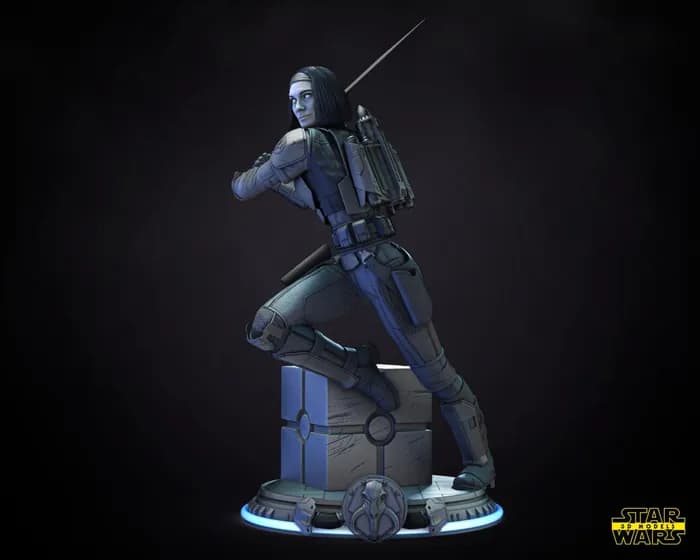 STL - bo katan sculpture star wars 3d models 30 cm 19 parts non supported render 2