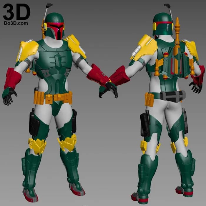 STL - boba fett armor play arts kai square enix render 1