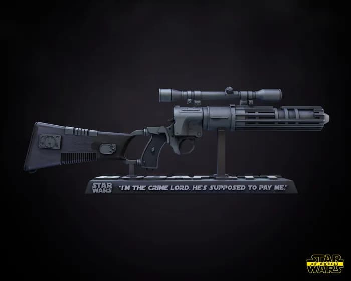 STL - boba fett rifle star wars 3d modes 30 cm 10 parts render 1