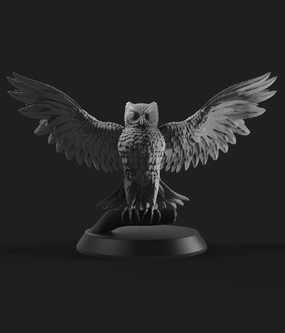 STL - Búho majestuoso con alas desplegadas render 1