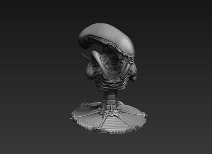 STL - bust alien dog render 3