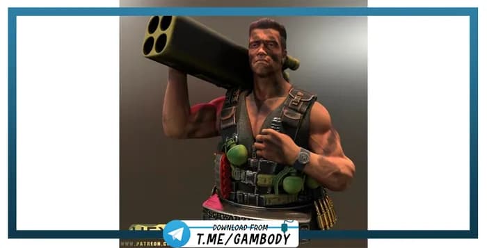 STL - Military Commando Bust with Rocket Launcher