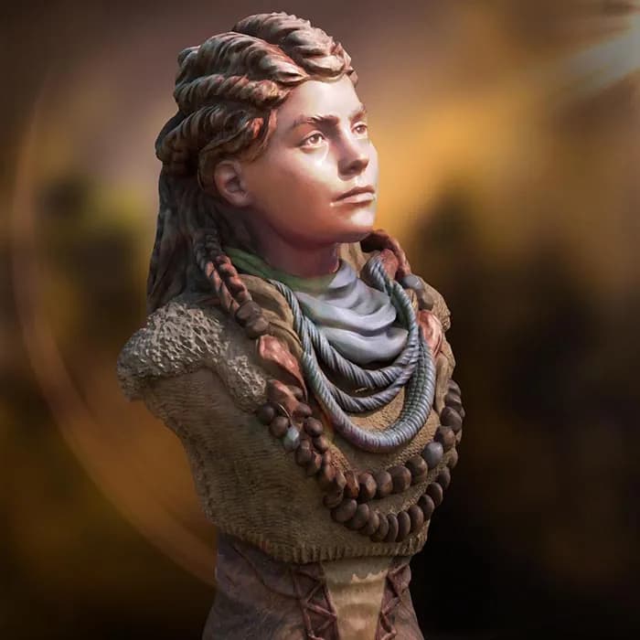 STL - Busto de Aloy de Horizon Zero Dawn render 1