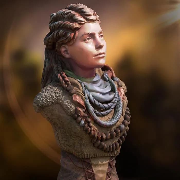 STL - Busto de Aloy de Horizon Zero Dawn render 2