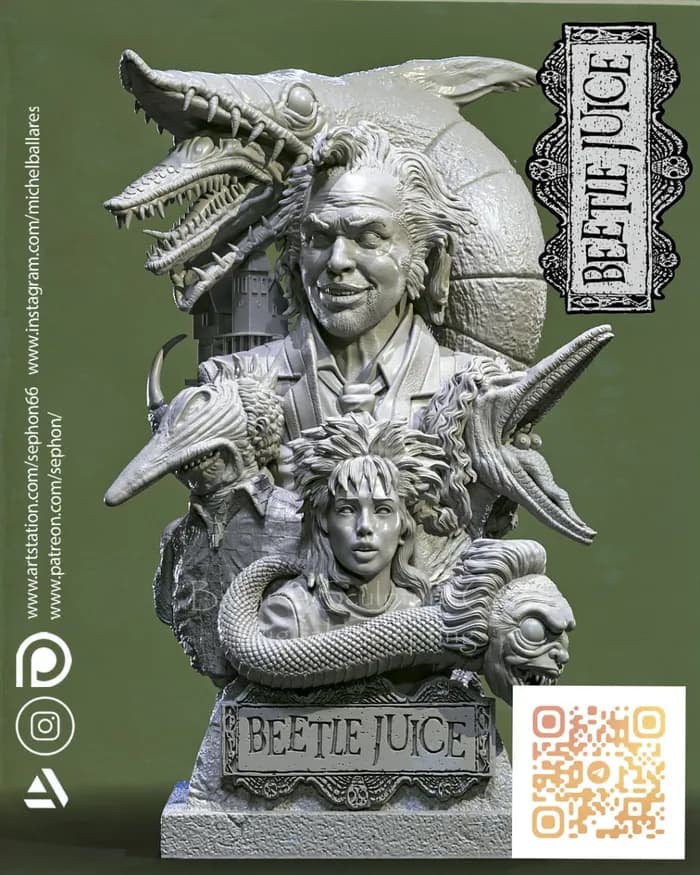 STL - Busto de Beetlejuice render 4