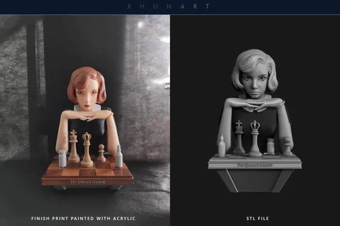 STL - Beth Harmon Bust from The Queen's Gambit