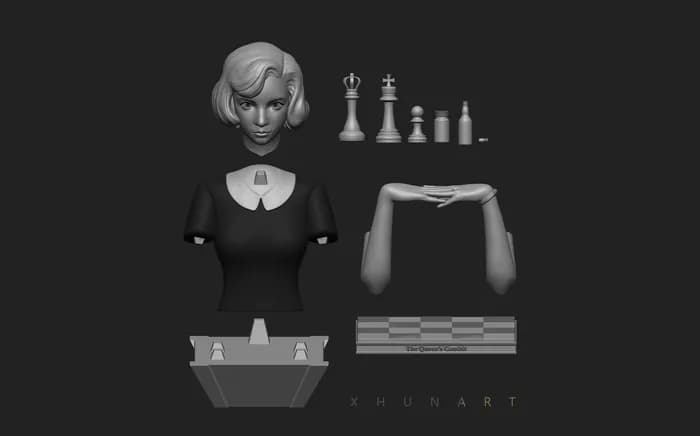 STL - Busto de Beth Harmon de Gambito de Dama render 5