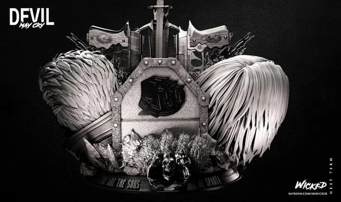 STL - Busto de Dante y Vergil de Devil May Cry render 3