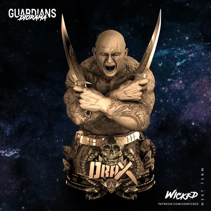 STL - Busto de Drax el Destructor render 3