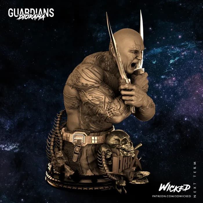 STL - Busto de Drax el Destructor render 4