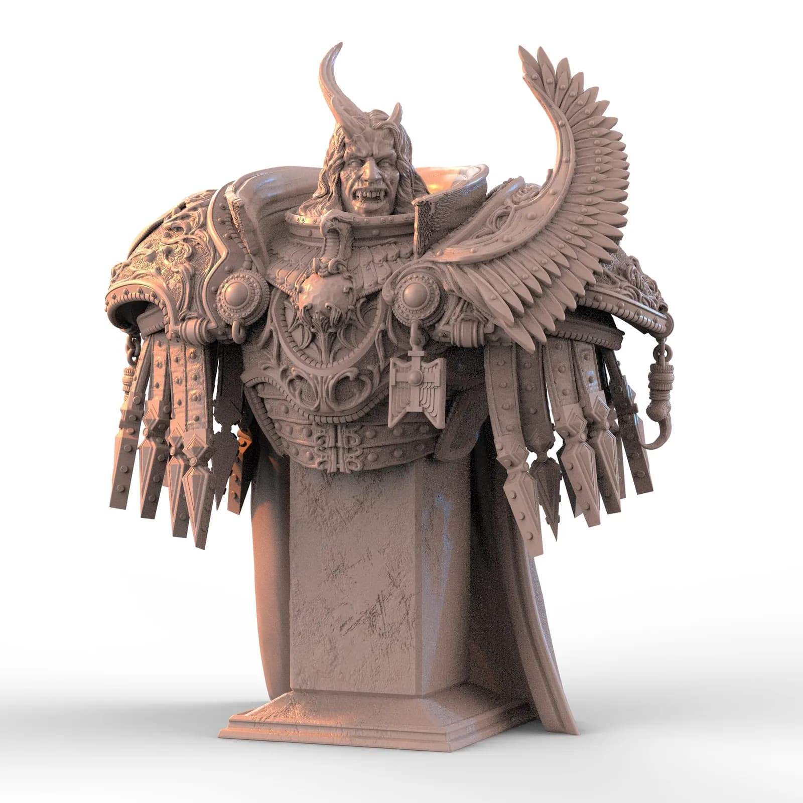 STL - Busto de Emperador con Armadura y Alas render 2