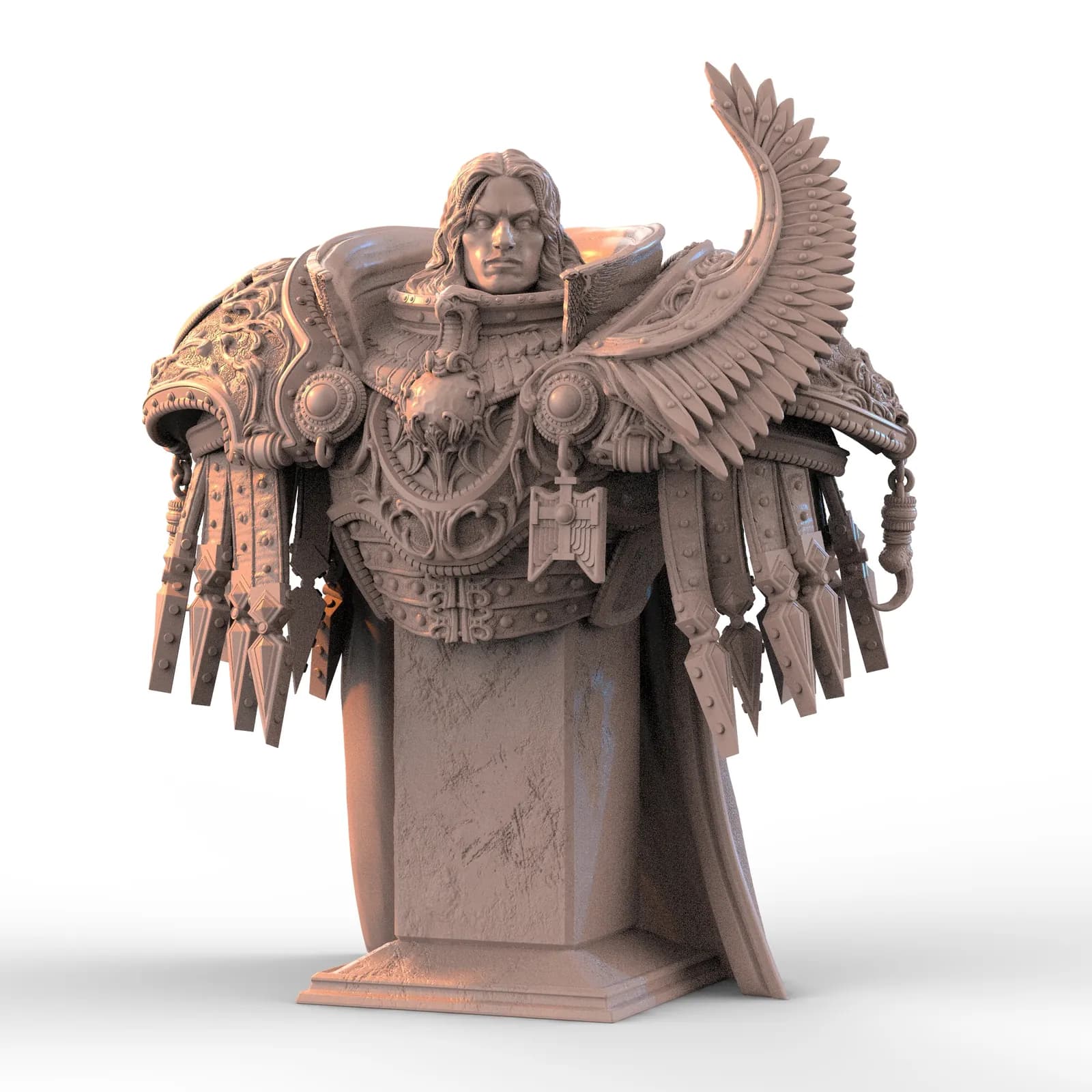 STL - Busto de Emperador con Armadura y Alas render 3
